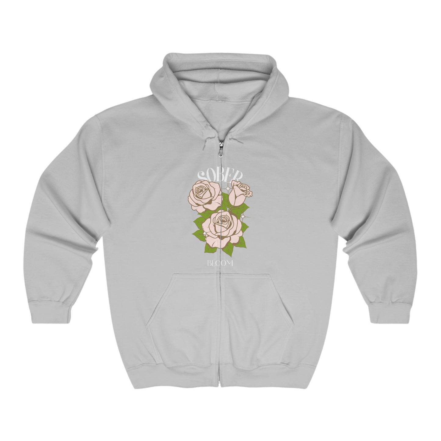 Sober Roses Full Zip Hooded Sweatshirt