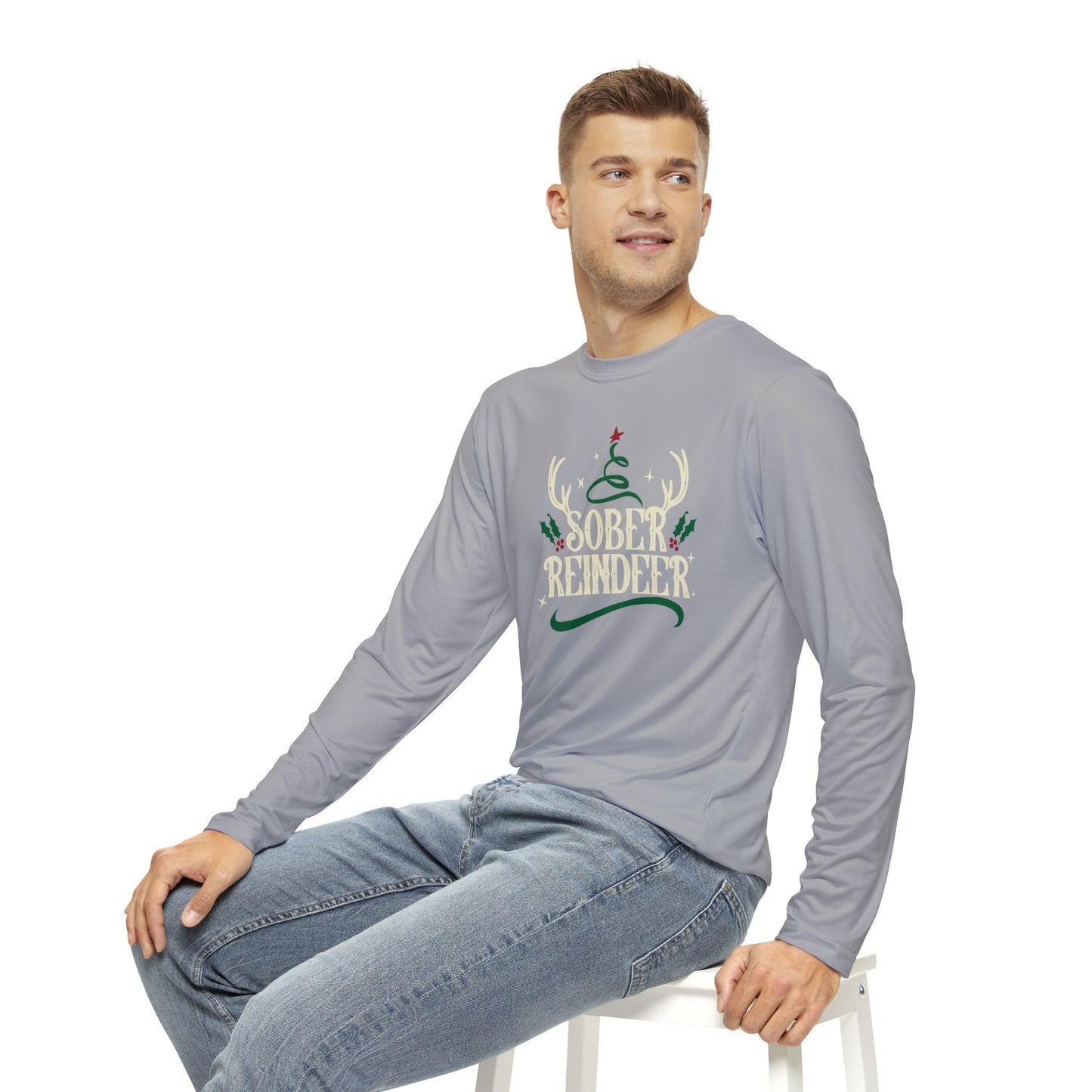 Sober Reindeer Men's Long Sleeve Shirt