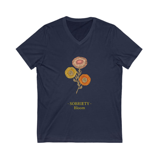 Sobriety Flower Bloom V-Neck Tee