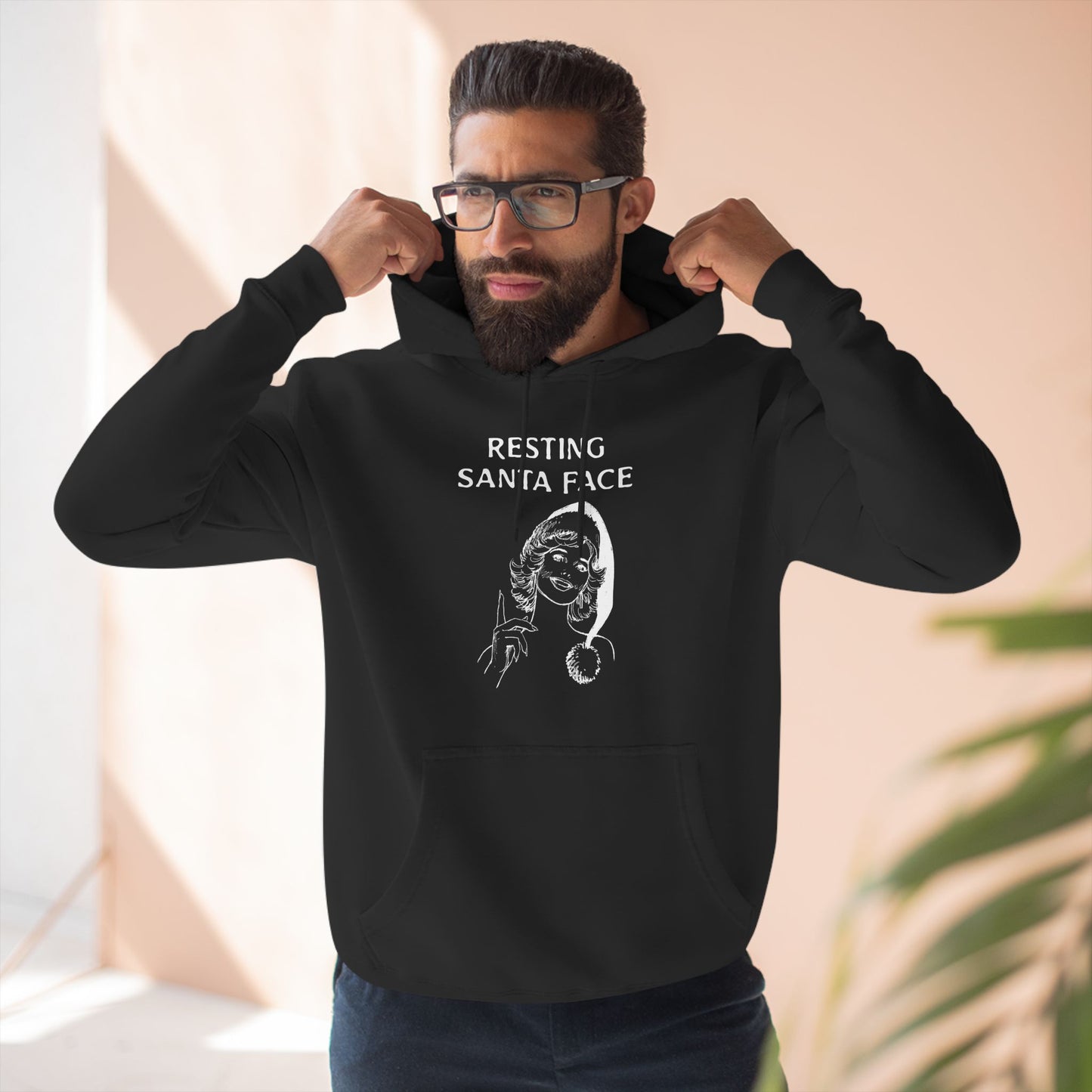 Resting Santa Face Fleece Hoodie