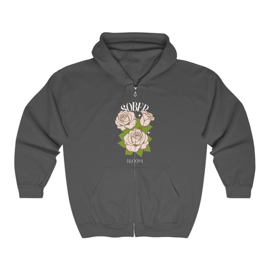 Sober Roses Full Zip Hooded Sweatshirt