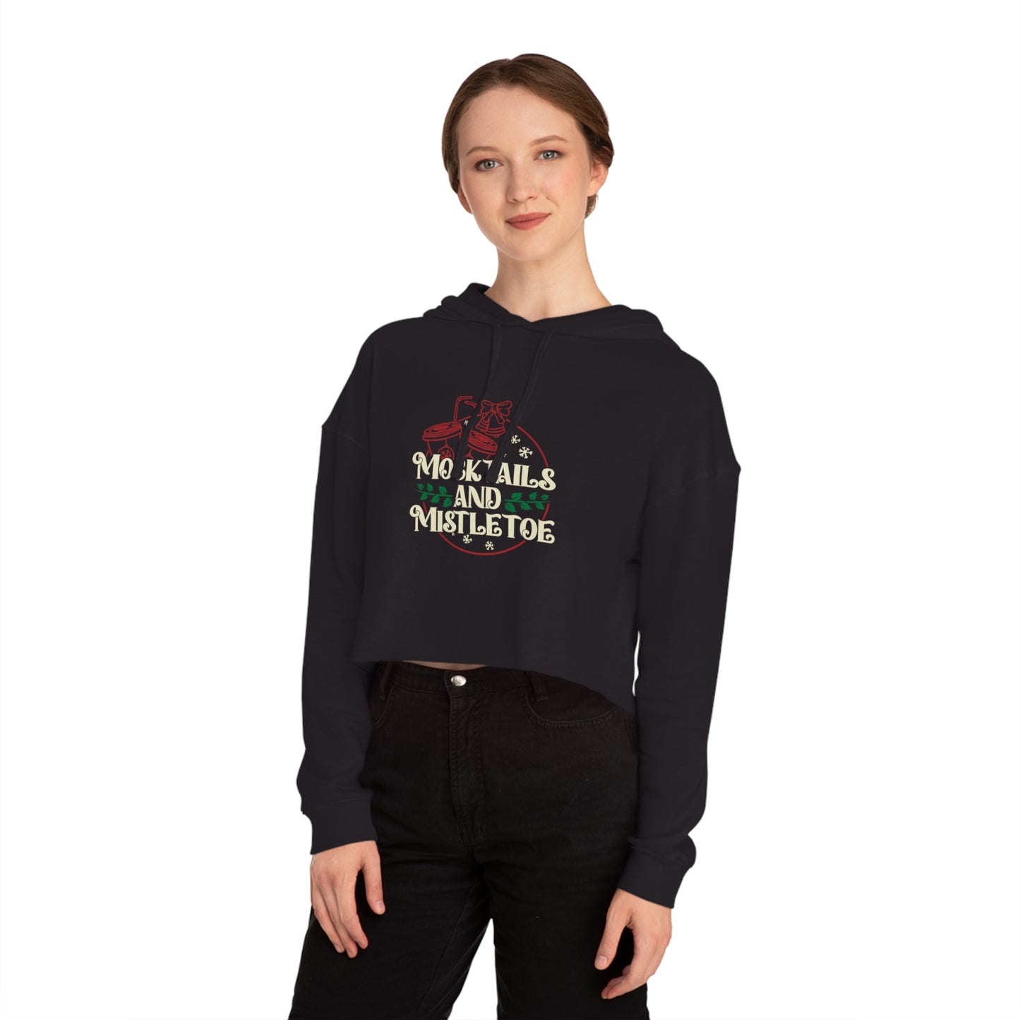 Mocktails and Mistletoe Cropped Hooded Sweatshirt