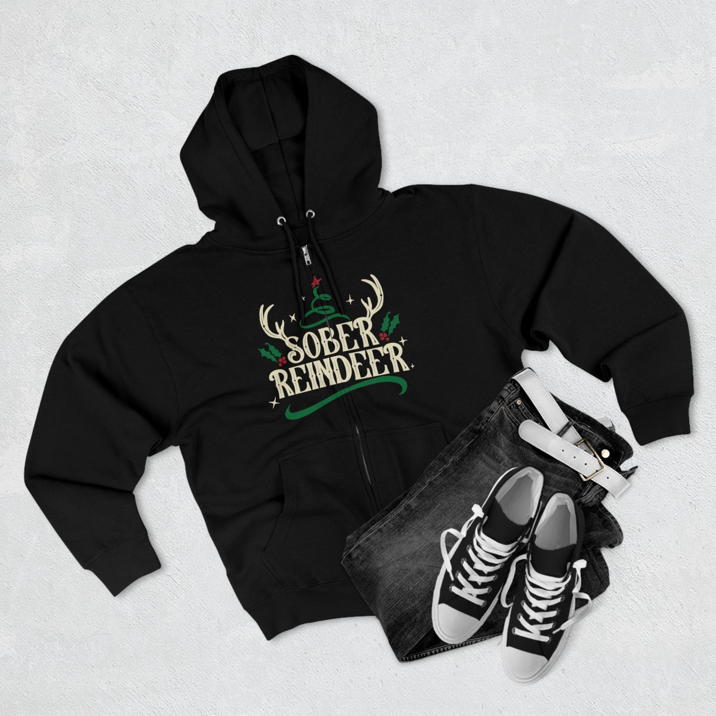 Sober Reindeer Zip Hoodie