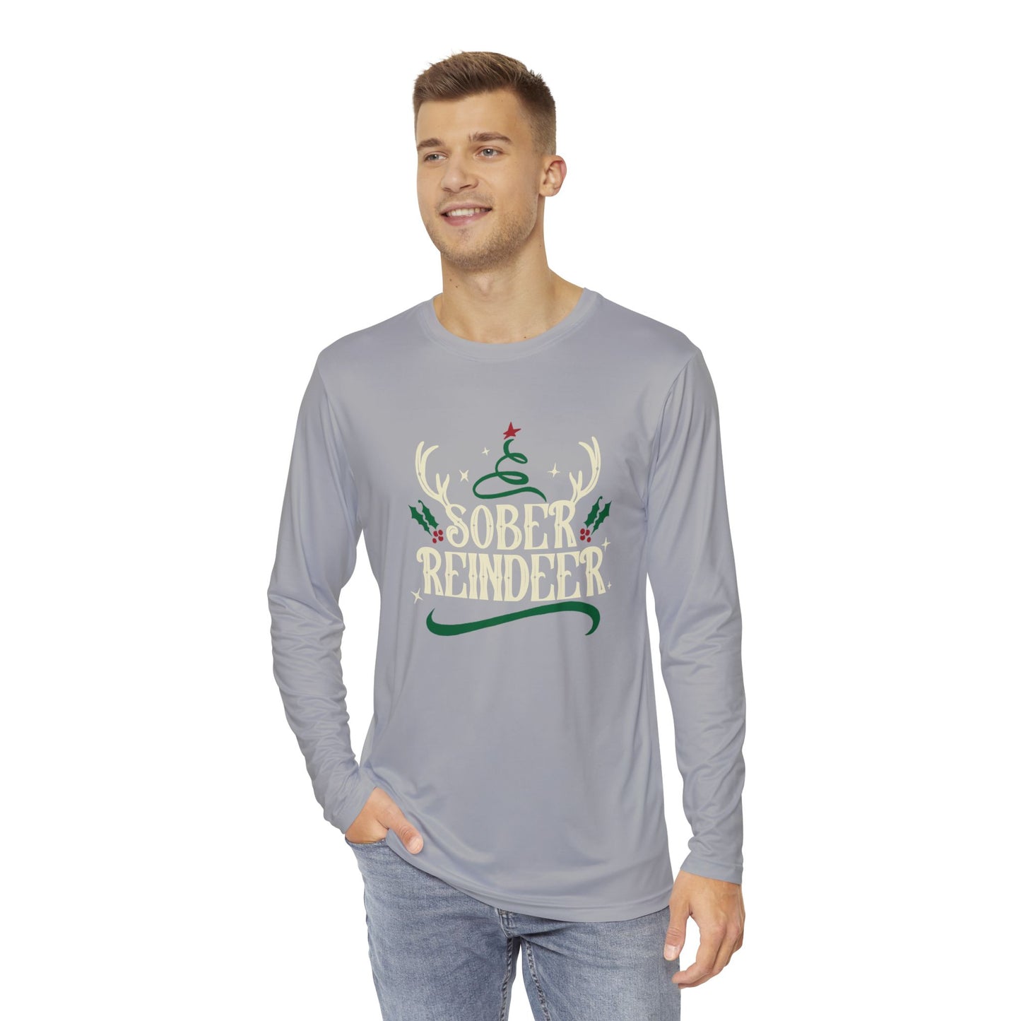 Sober Reindeer Men's Long Sleeve Shirt