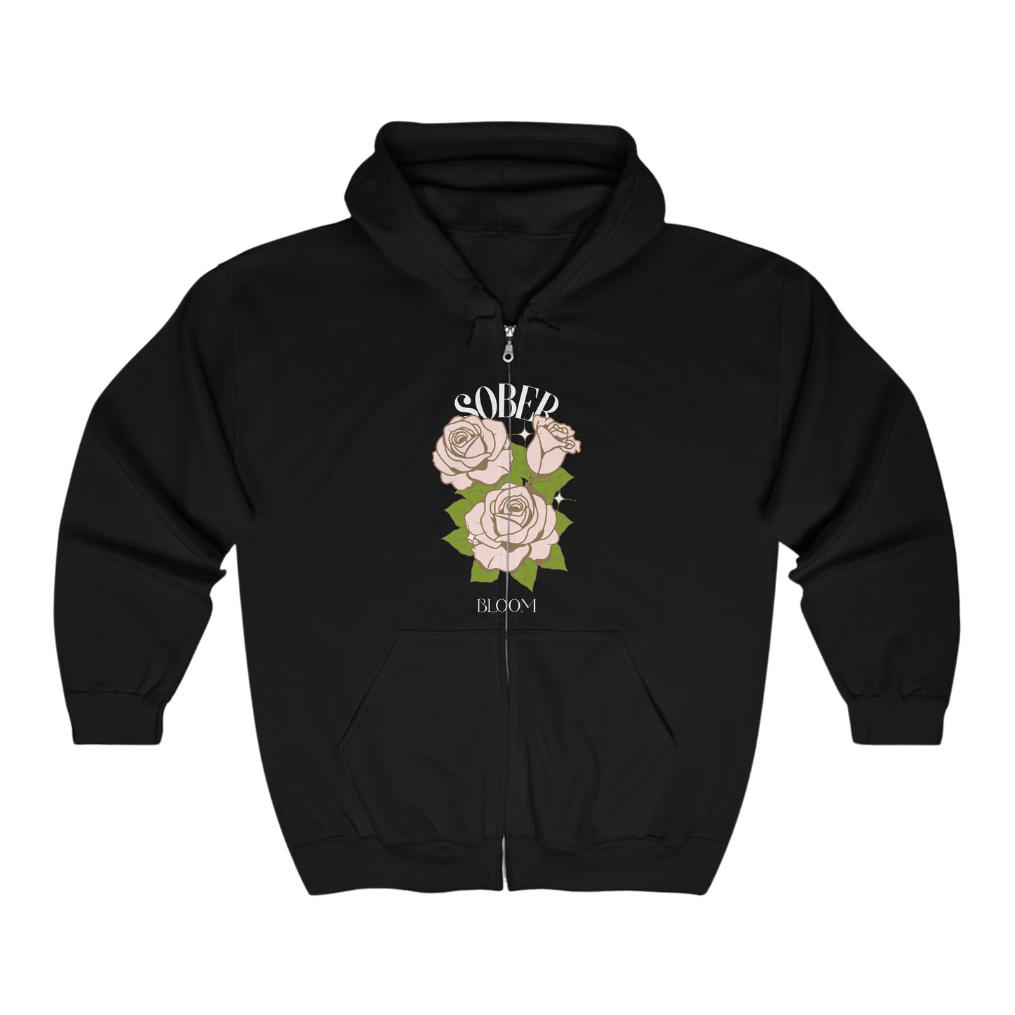 Sober Roses Full Zip Hooded Sweatshirt