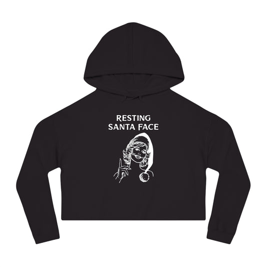 Resting Santa Face Cropped Hooded Sweatshirt