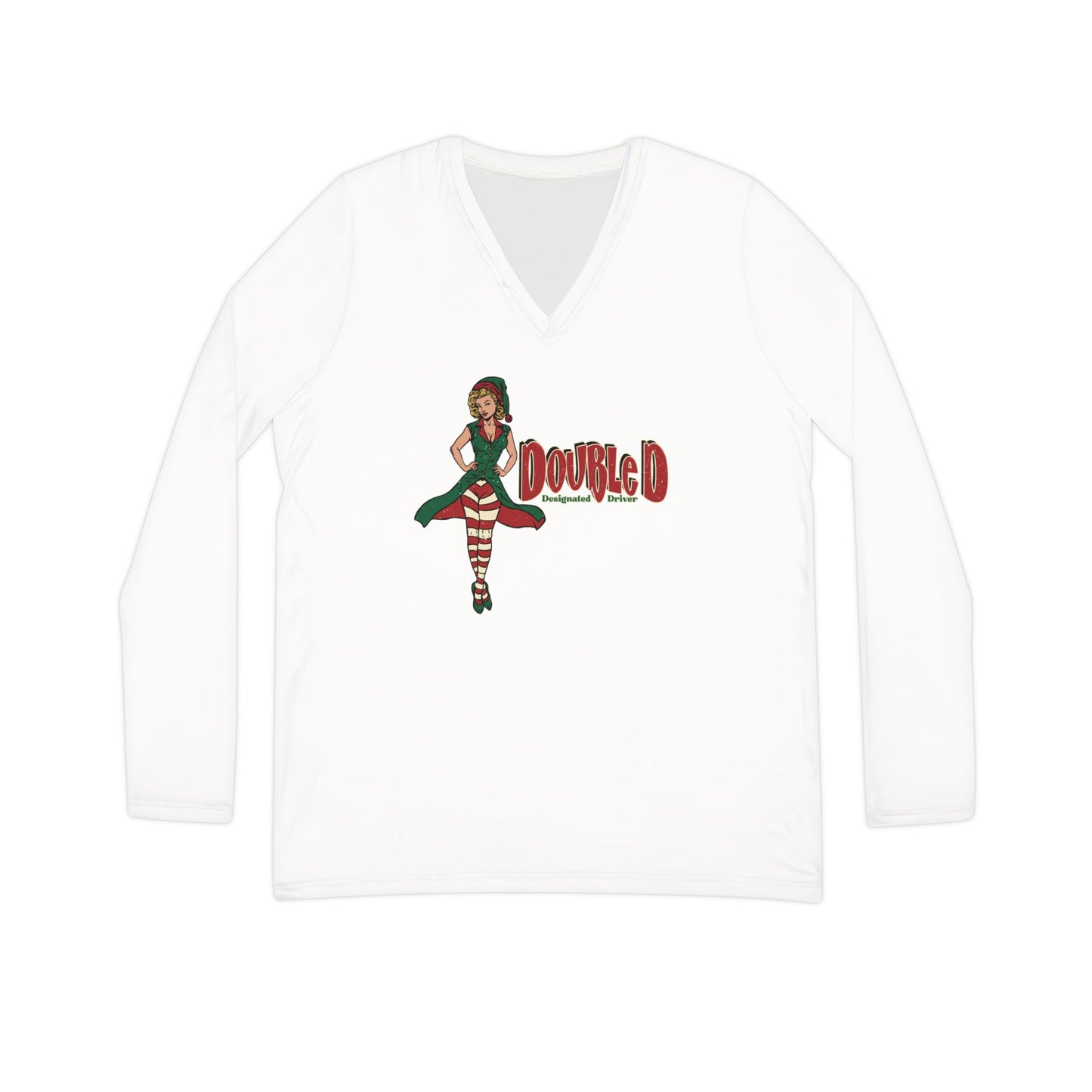 Sexy Christmas Elf Long Sleeve V-neck Shirt (Women's)